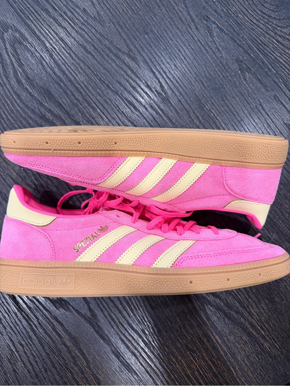 adidas Originals Handball Spezial Lucid Pink Almost Yellow Silve (Women sz 10.5)